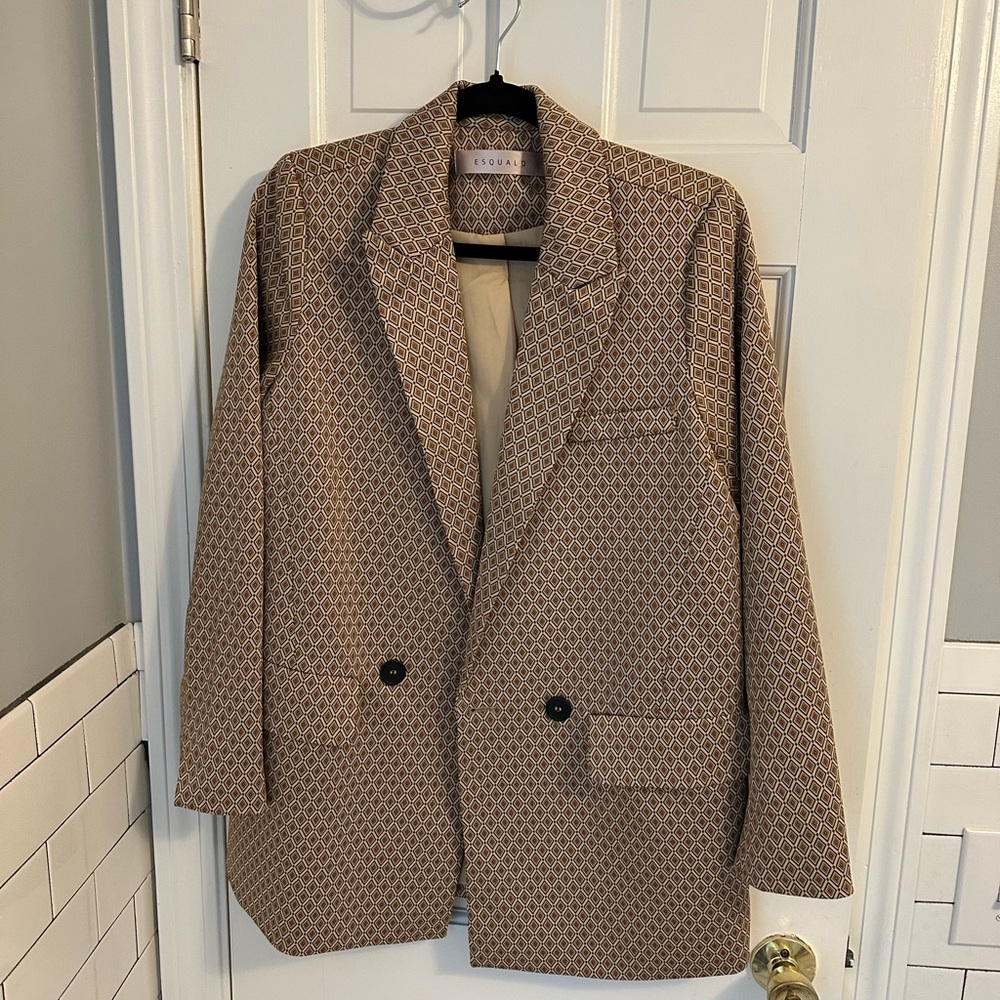 Brown Patterned Blazer - Esqualo